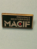 Pin's vintage MACIF Provence Méditerranée, rectangulaire, collection assurance