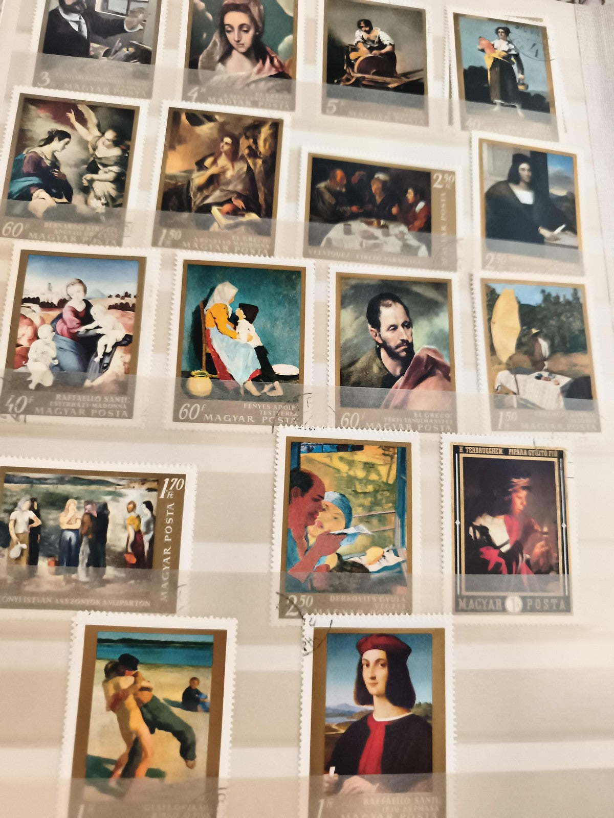 Timbres anciens Magyar Posta œuvres d’art peinture lot philatélie vintage