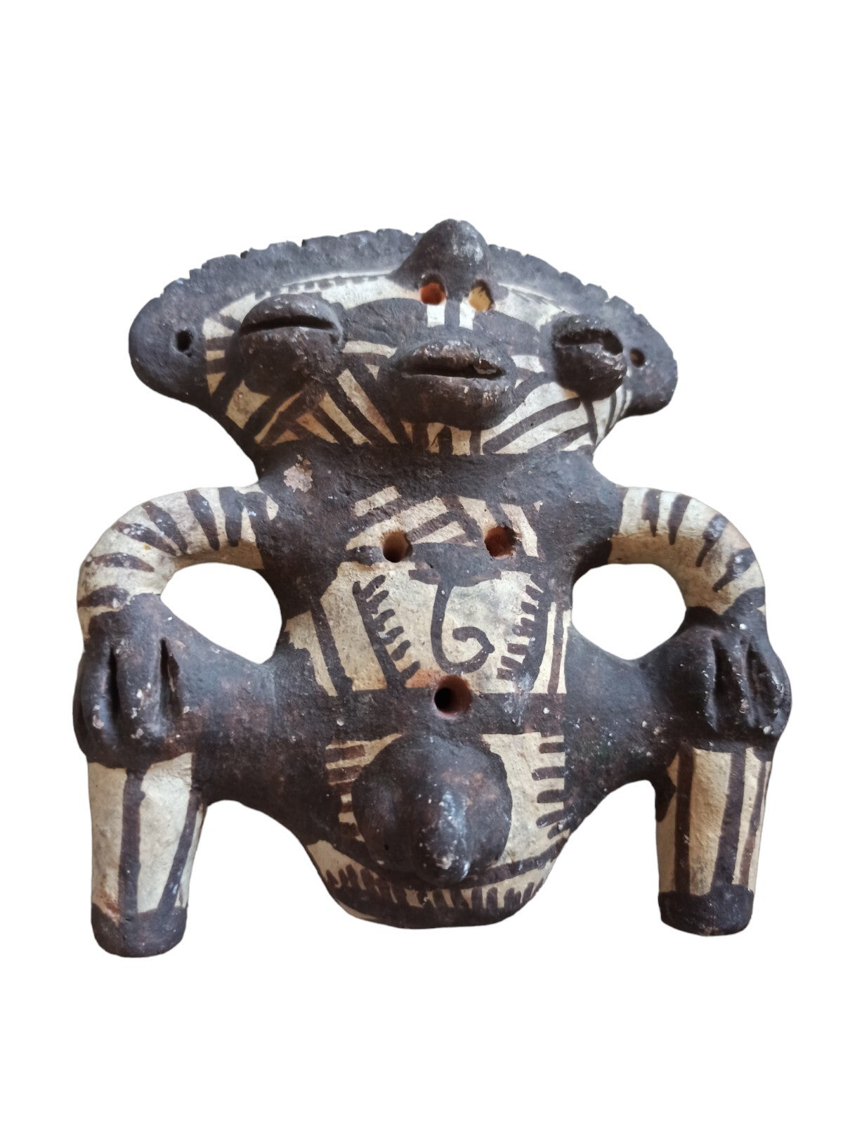 Figurines précolombiennes décor noir et blanc style Amérique du Sud reproduction