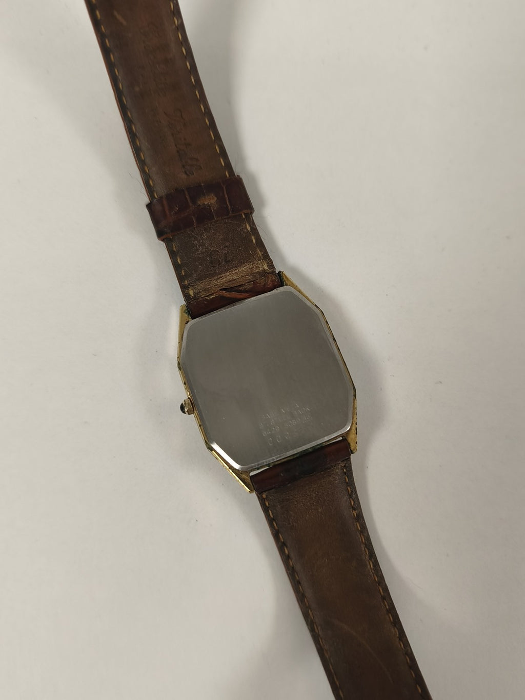 Montre homme Seiko Lassale quartz vintage boîtier doré cuir dateur fin