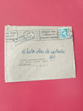 Enveloppe philatélie oblitérée Paris Marseille timbre bleu écriture manuscrite