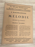 Ancien livre partitions Rachmaninoff violon piano Mélodie Éditions Salabert