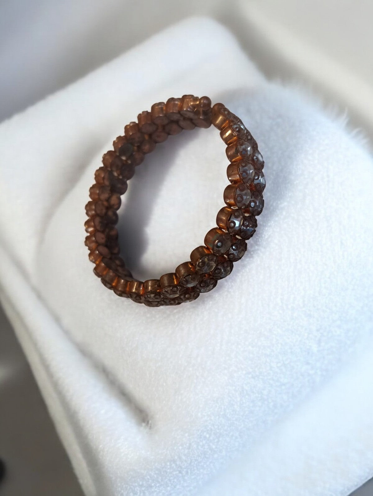 Bracelet ancien perles marron vintage rétro bijou fantaisie élastique