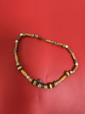 Collier vintage perles bois et résine tons naturels deadstock