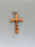 Vintage croix catholique ancienne petite, pendentif religieux plaqué or rétro