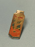Vintage pin's cidou orange ancien, forme brique de jus, collection publicitaire