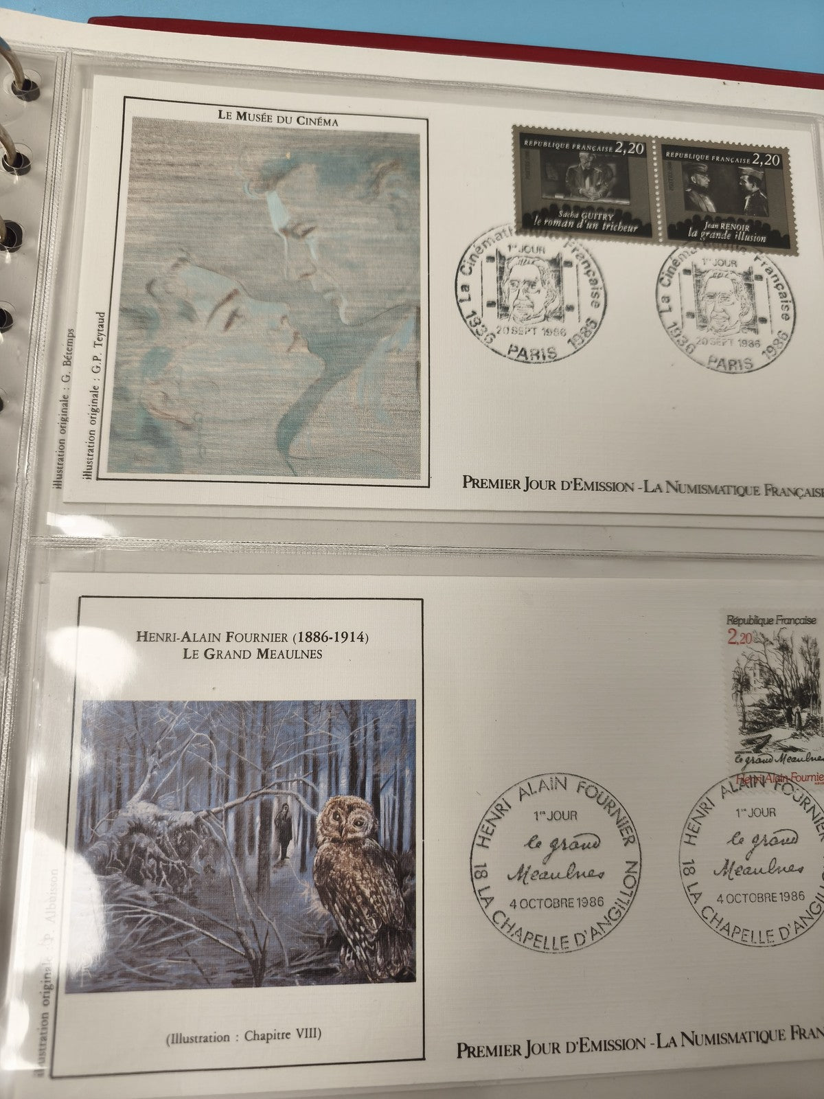 Lot enveloppes premier jour FDC France thèmes cinéma littérature hibou timbres