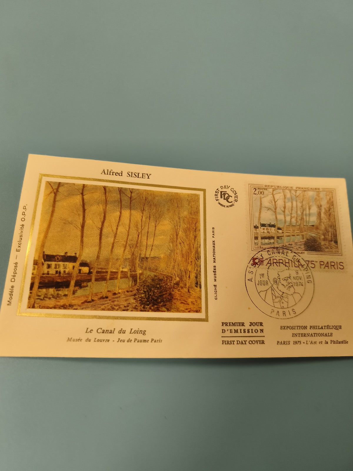 Enveloppe FDC premier jour Alfred Sisley Le Canal du Loing Paris 1974 illustrati