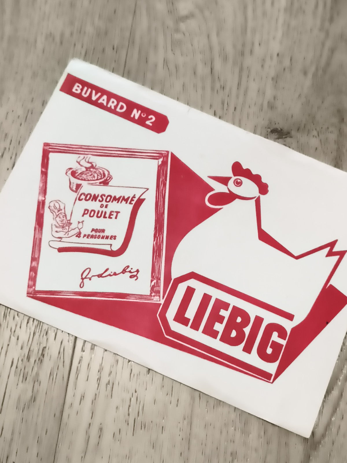 Buvard publicitaire ancien LIEBIG poule rouge, Buvard n°2 vintage rétro