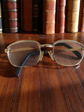 Monture lunettes vintage dorée, verres teintés, style rétro années 70-80