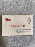 Carte QSL radio amateur CE3FH Chili ancienne, Radio Club de Chile, vintage