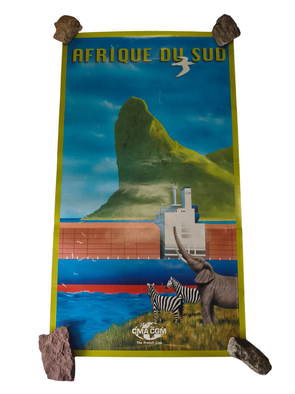 Affiche ancienne vintage CMA CGM Afrique du Sud grand format rétro maritime rare