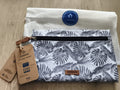 Pochette Cabaia motif feuilles grise zip avant neuve 24 cm accessoire sac