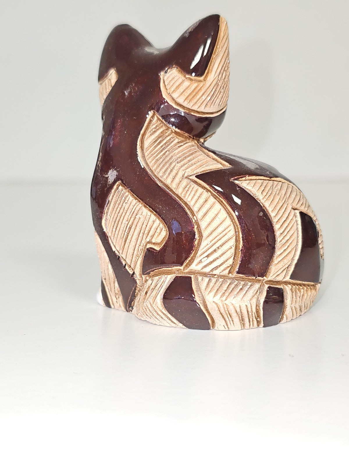 Ancienne statuette chat japonais signée vintage, figurine rétro collection déco