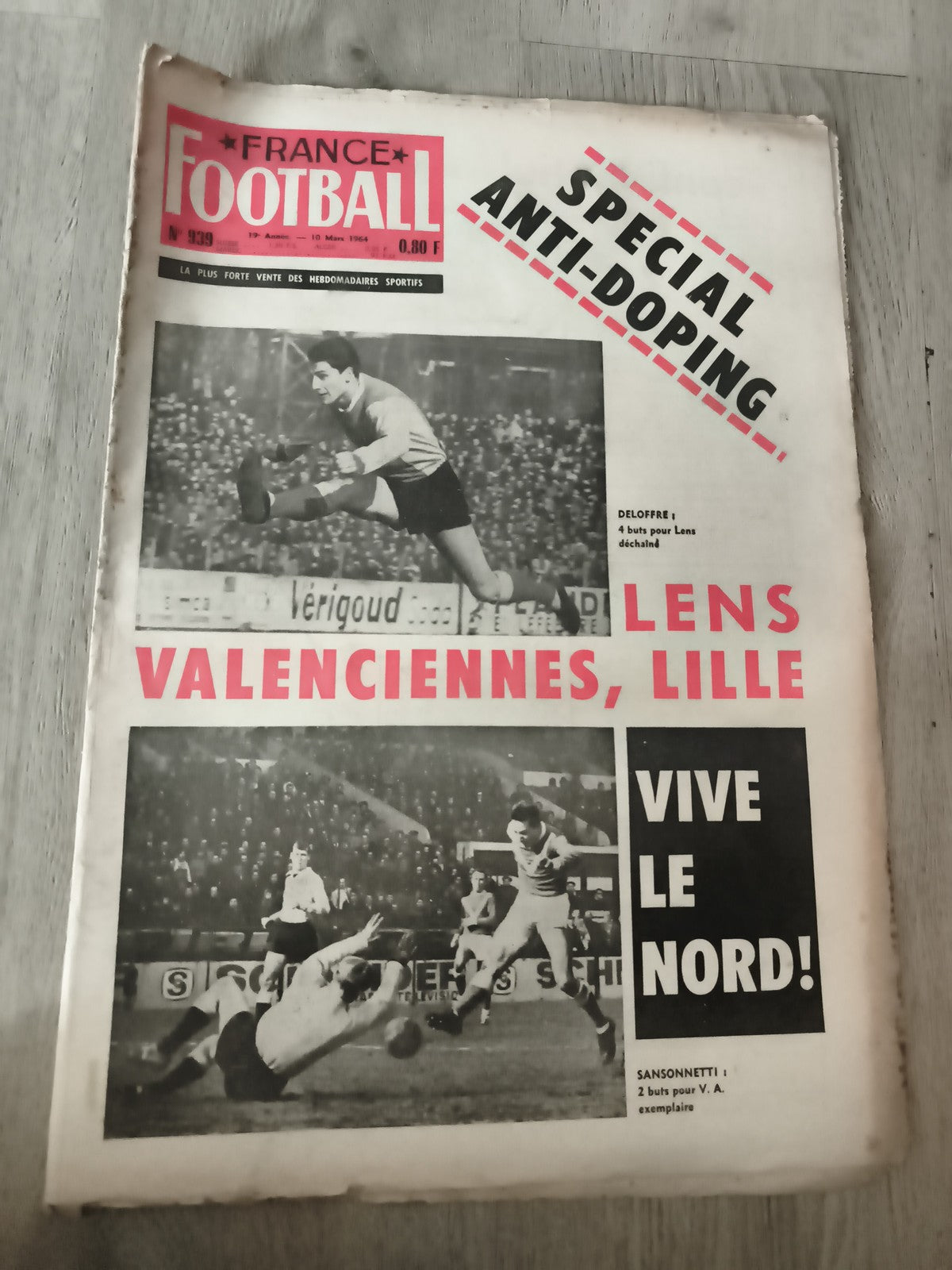 Ancien journal France Football 1966 spécial anti-doping Lens Valenciennes Lille