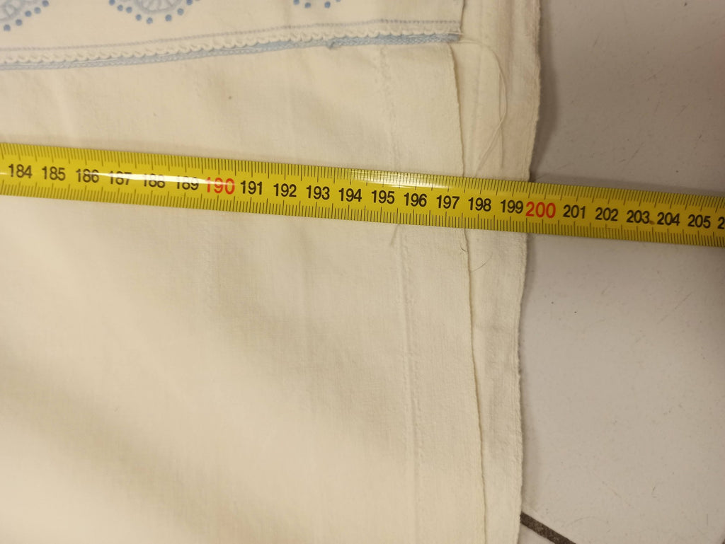Rare drap de lit ancien brodé ancres fin XIXe vintage rétro collection linge