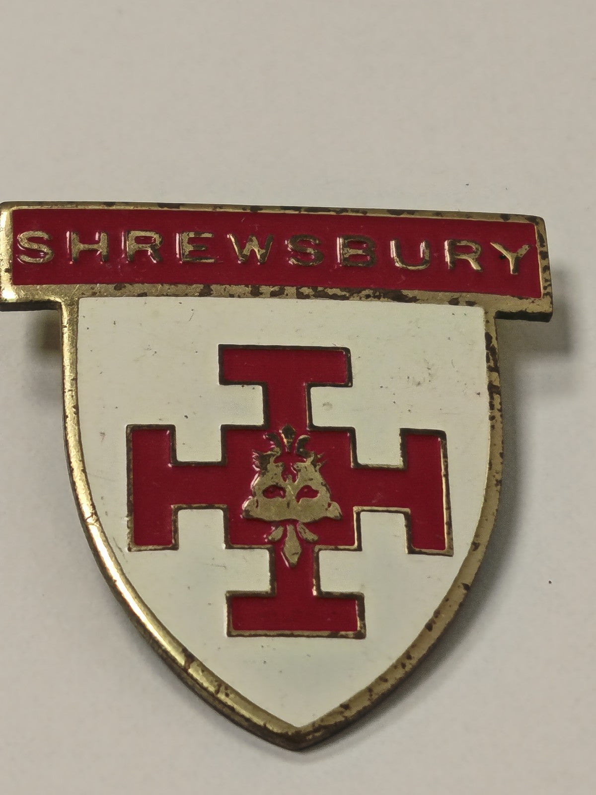 Broche vintage ancienne Shrewsbury rétro, bijou de collection original d'occasio