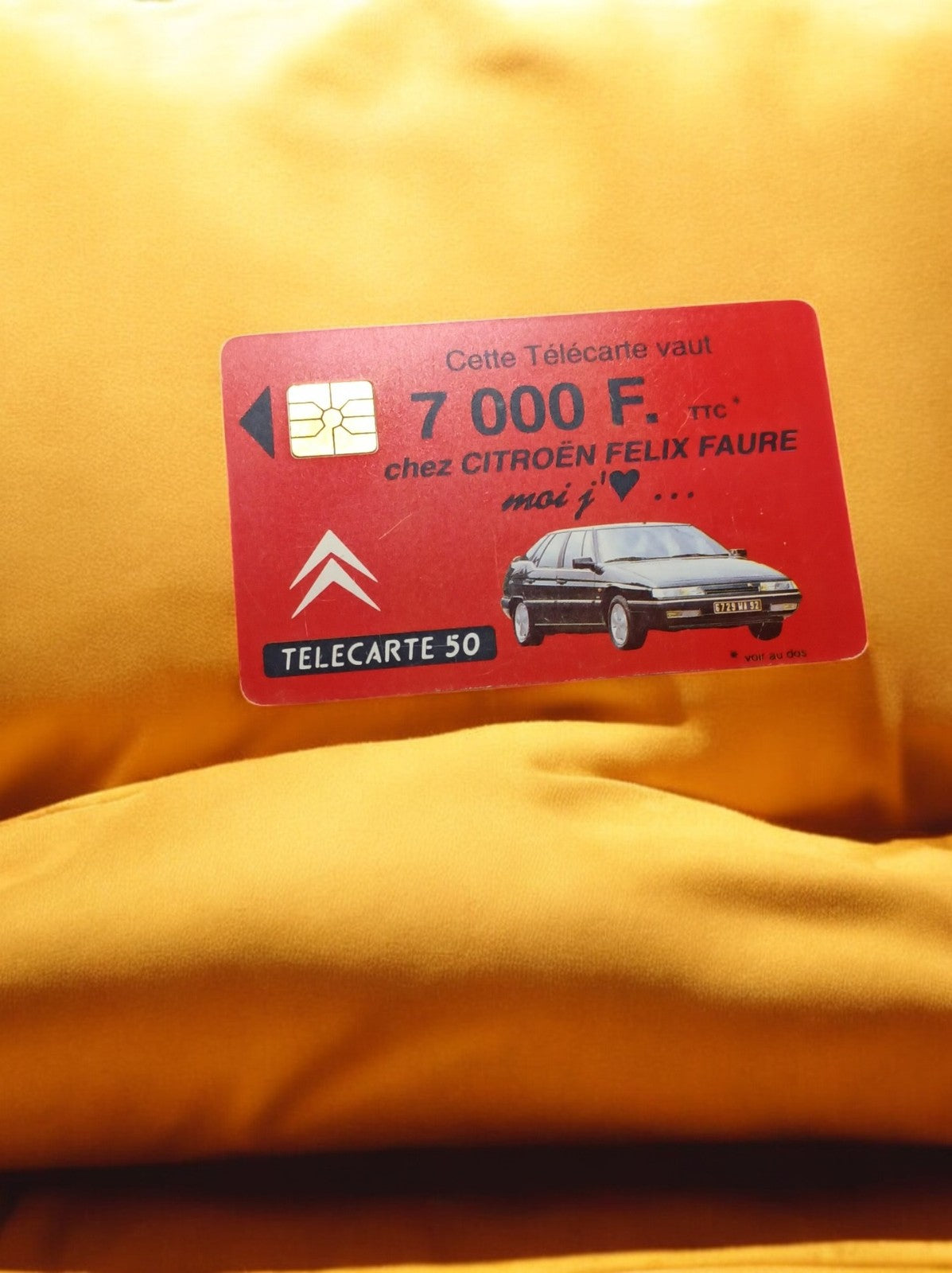 Carte téléphonique vintage Télécarte 50 Citroën Félix Faure rouge puce