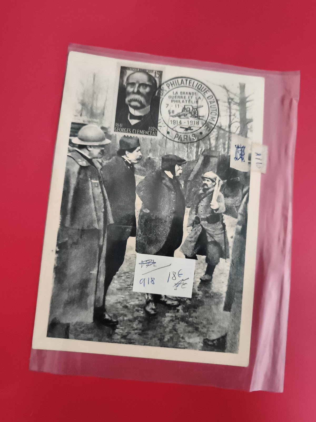Carte postale 1er jour Clemenceau Guerre 14-18 oblitération Paris philatélie