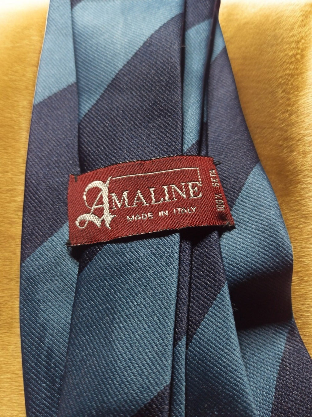 Cravate vintage Amaline Italie rayures bleu vert élégant rétro homme