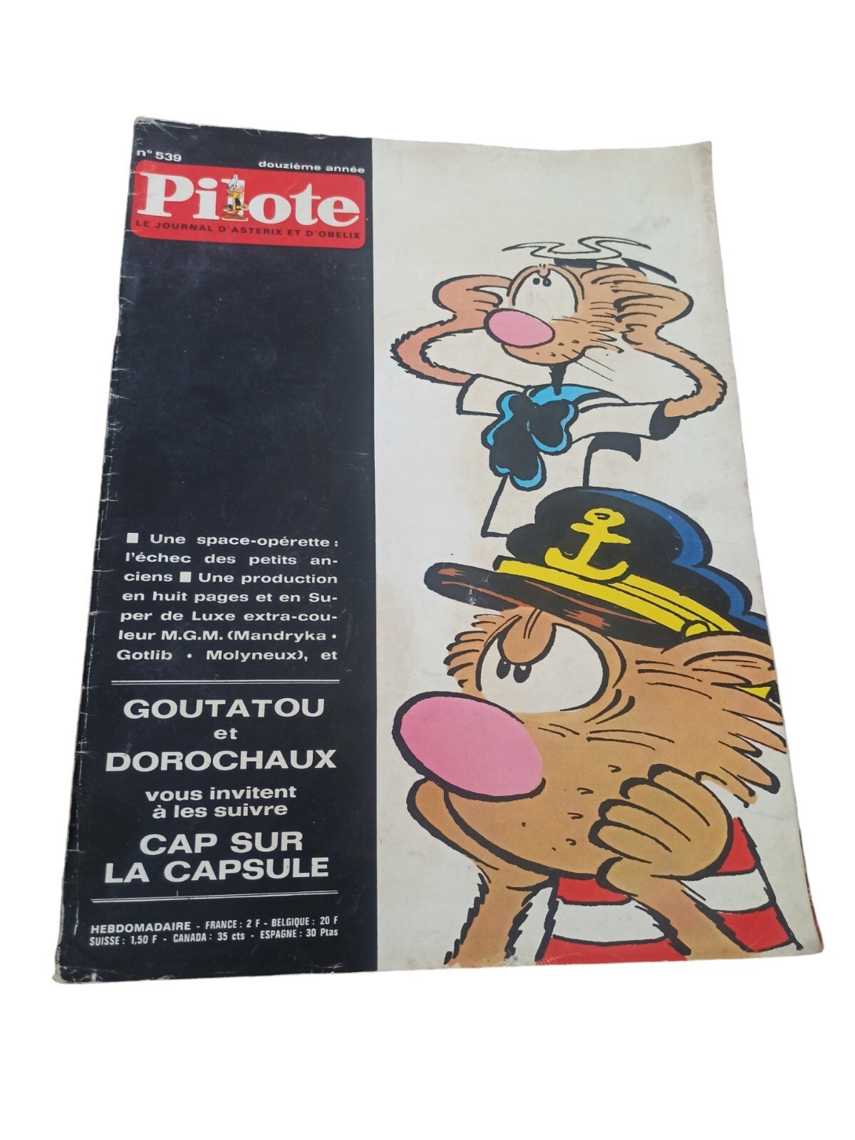 Magazine Pilote n°539 vintage 1969 France, Goutatou Dorochaux, BD rétro