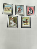 Timbres animaux République du Tchad lot x5 chiens chevaux mouton chameau chat ph