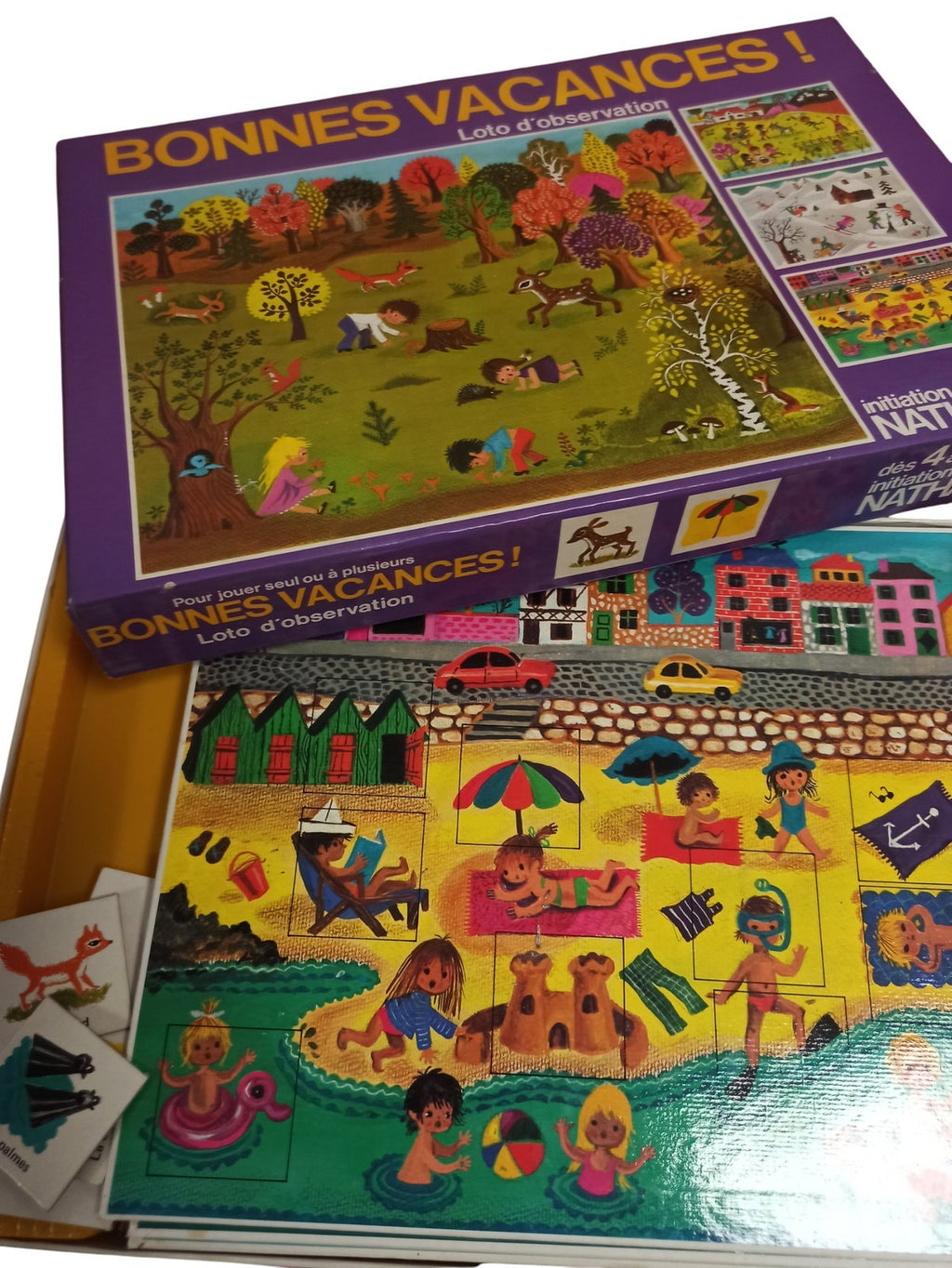 Jeu de société Bonnes Vacances vintage ancien loto observation Nathan rare