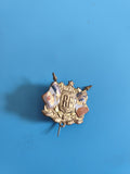 Insigne broche drapeaux France Belgique doré, motif RF, émaillé, alliance
