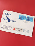 Enveloppe philatélie BOAC Zurich-Beirut 1959 timbres Suisse Genève 50 Helvetia