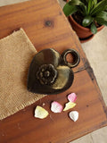 Pendentif cœur vintage métal fleur années 50 style rétro ancien