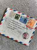 Lettre avion affranchie Colombie 4 timbres, oblitération 1951 philatélie