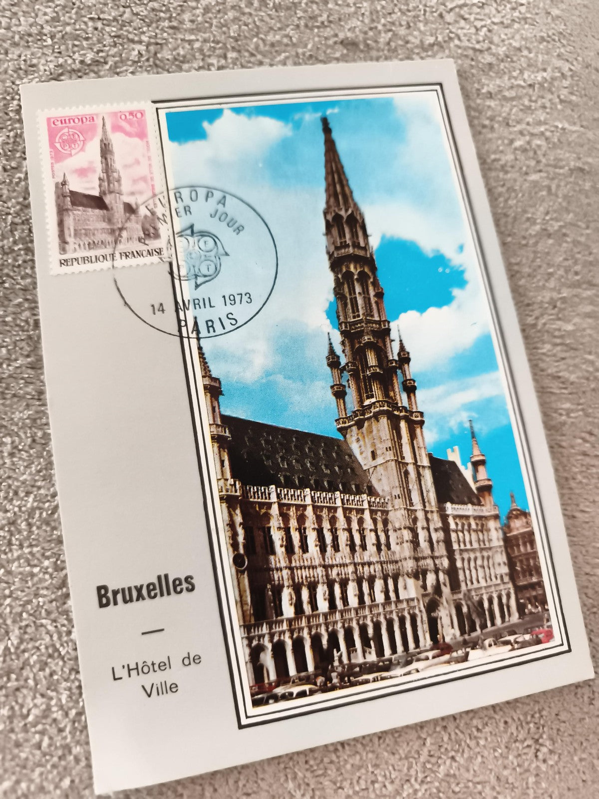 Carte maximum Bruxelles Hôtel de Ville 1973 Europa timbre ancien philatélie