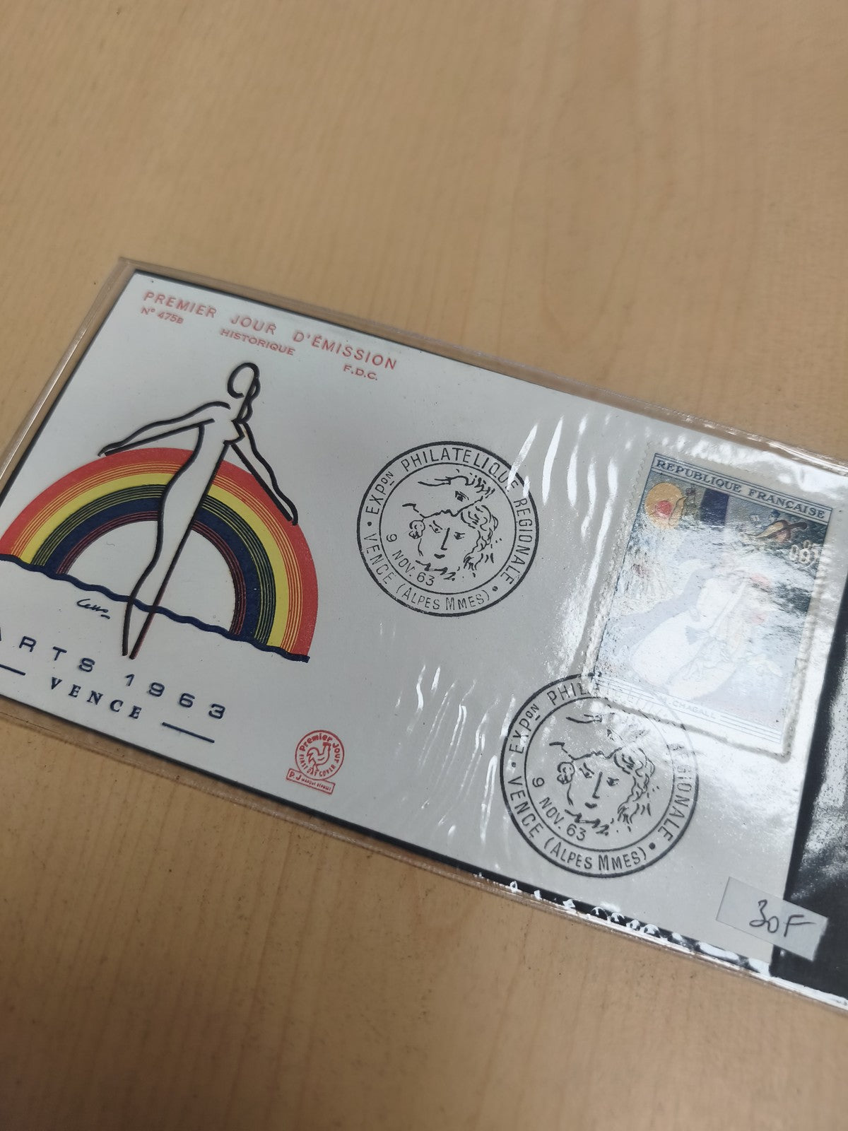 Enveloppe Premier Jour d'Émission Vence 1963 arc-en-ciel FDC philatélie