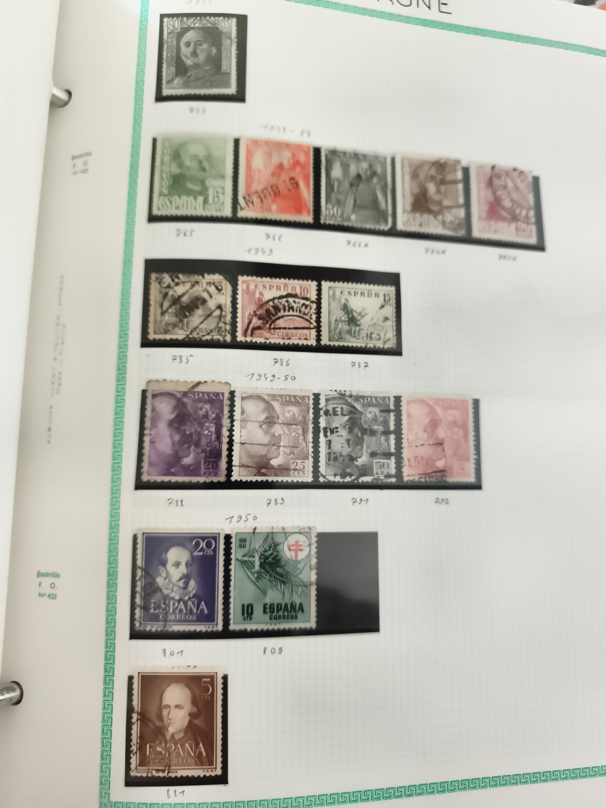 Timbres Espagne anciens oblitérés lot philatélie Franco années 40 50