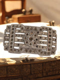 Broche vintage rectangulaire strass style Art déco, bijou fantaisie ancien