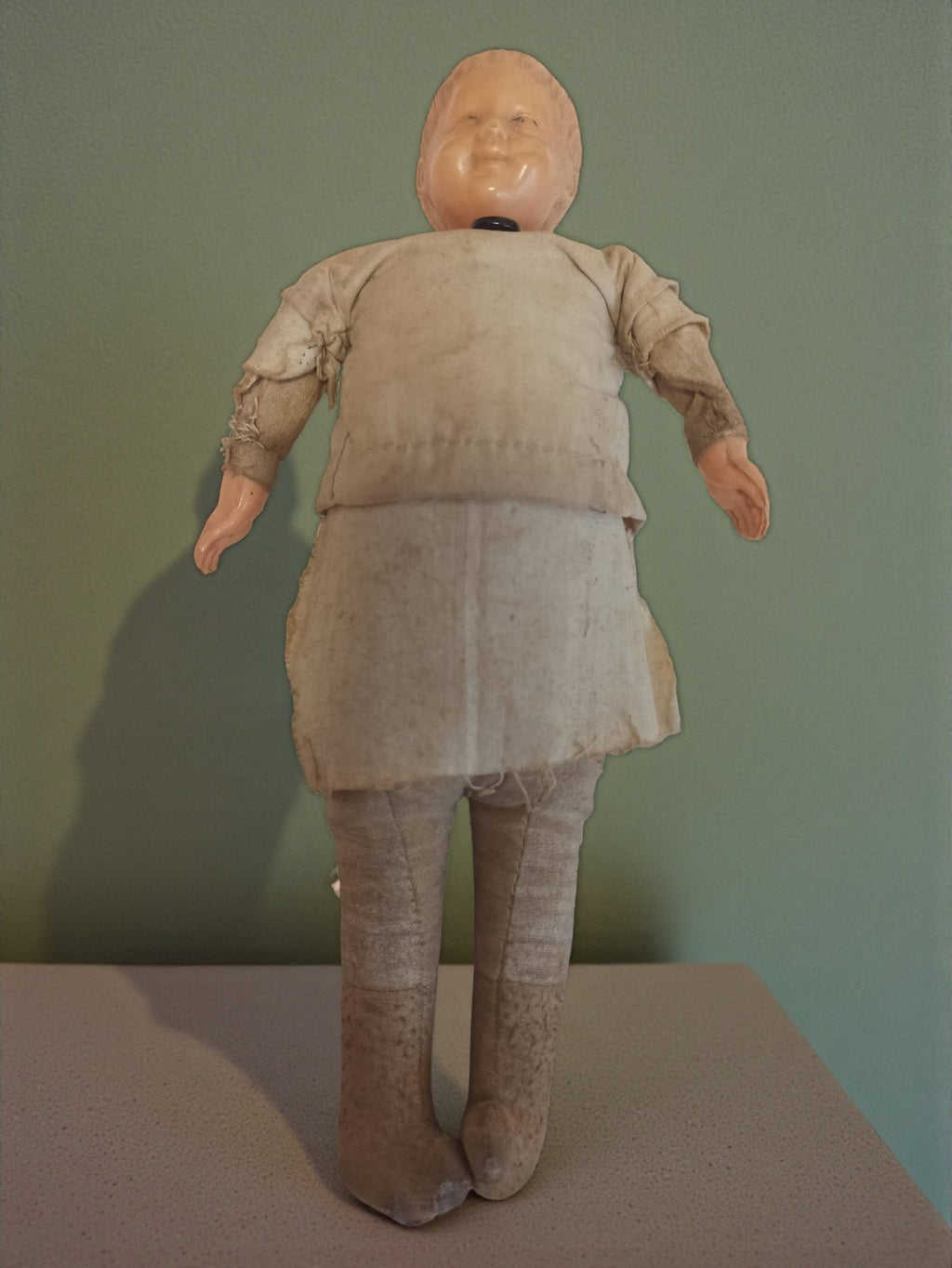 Poupée ancienne française tête biscuit tissu XIXe vintage rétro rare