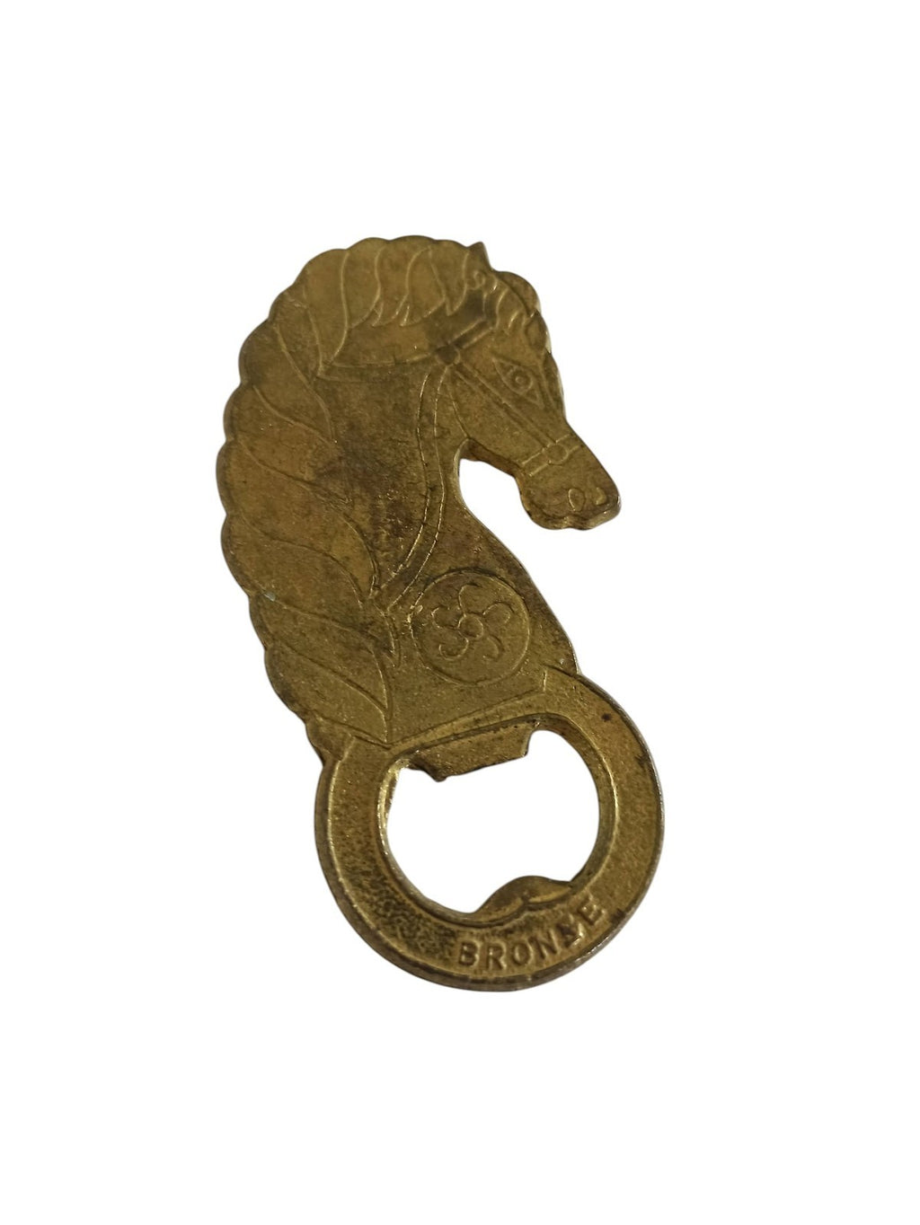 Décapsuleur vintage cheval en bronze émaillé - Ouvre-bouteille rétro ancien
