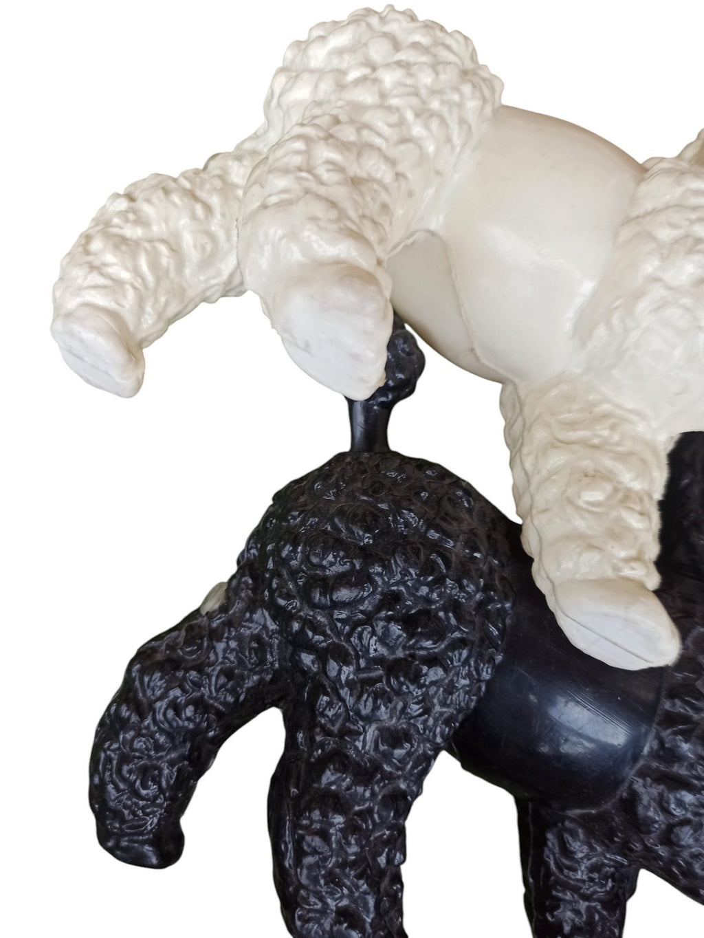 Lot 2 chiens pouet vintage années 60, poodles noir blanc déco rétro