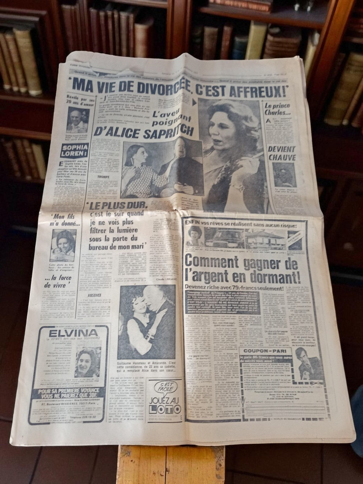 Journal ancien Alice Sapritch presse vintage années 60 70 France rétro tabloïd