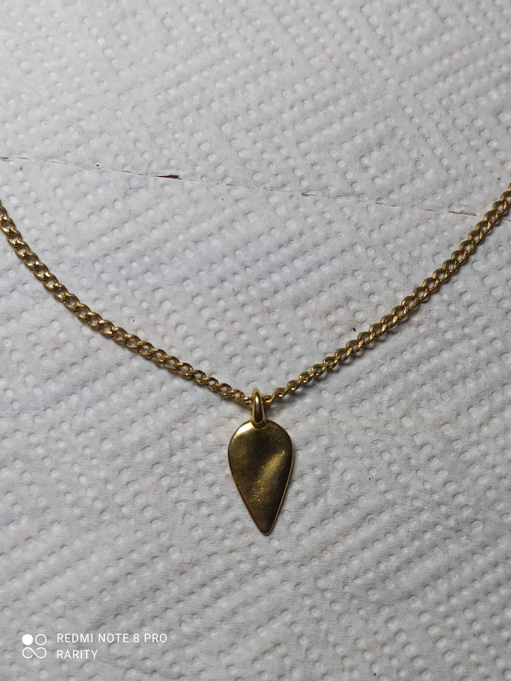 Collier ancien plaqué or pendentif goutte chaîne maille rétro soirée vintage