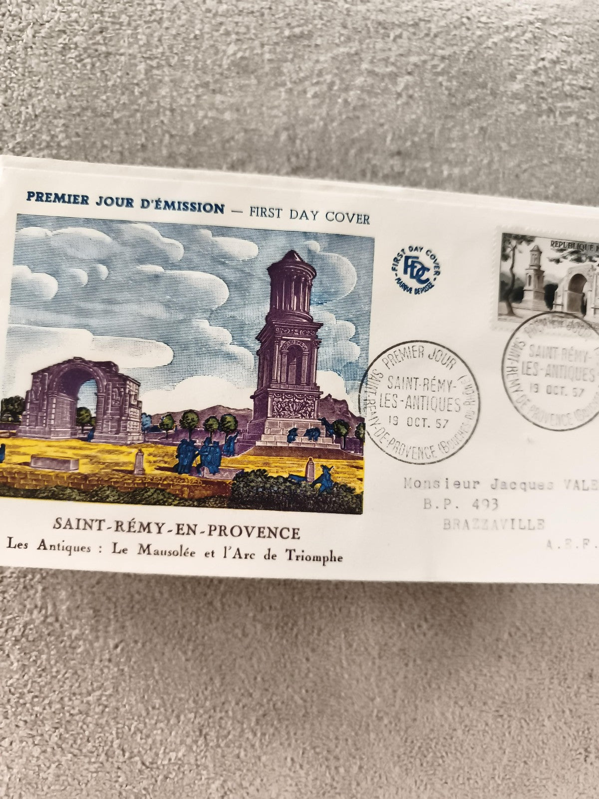 Lettre Premier Jour Saint-Rémy-en-Provence 1957 FDC Les Antiques philatélie anci
