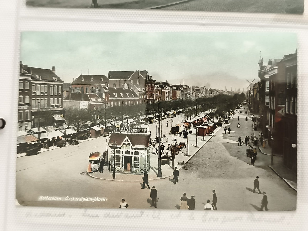 Carte postale ancienne Rotterdam Oostvestplein Markt CPA animée couleur