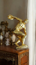 Statue Discobole dorée vintage déco sculpture athlète style antique
