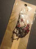 Paire boucles d’oreilles vintage chaînes pendentifs rouges deadstock ancien maga