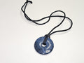 Collier pendentif donut en pierre naturelle dumortiérite bleu élégant occasion f