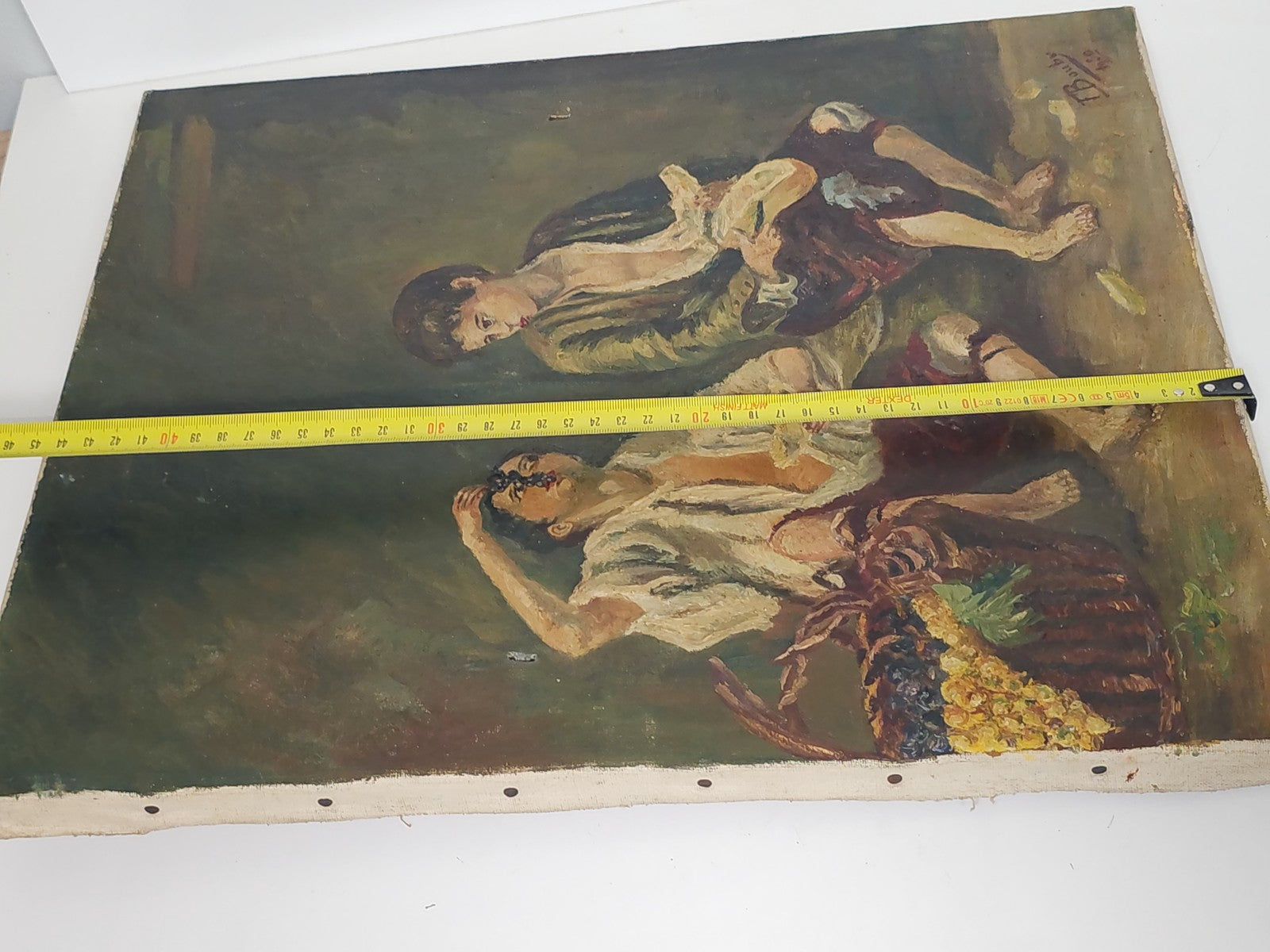 Ancien tableau vintage signé Bouby, peinture sur toile datée 1950, art rétro