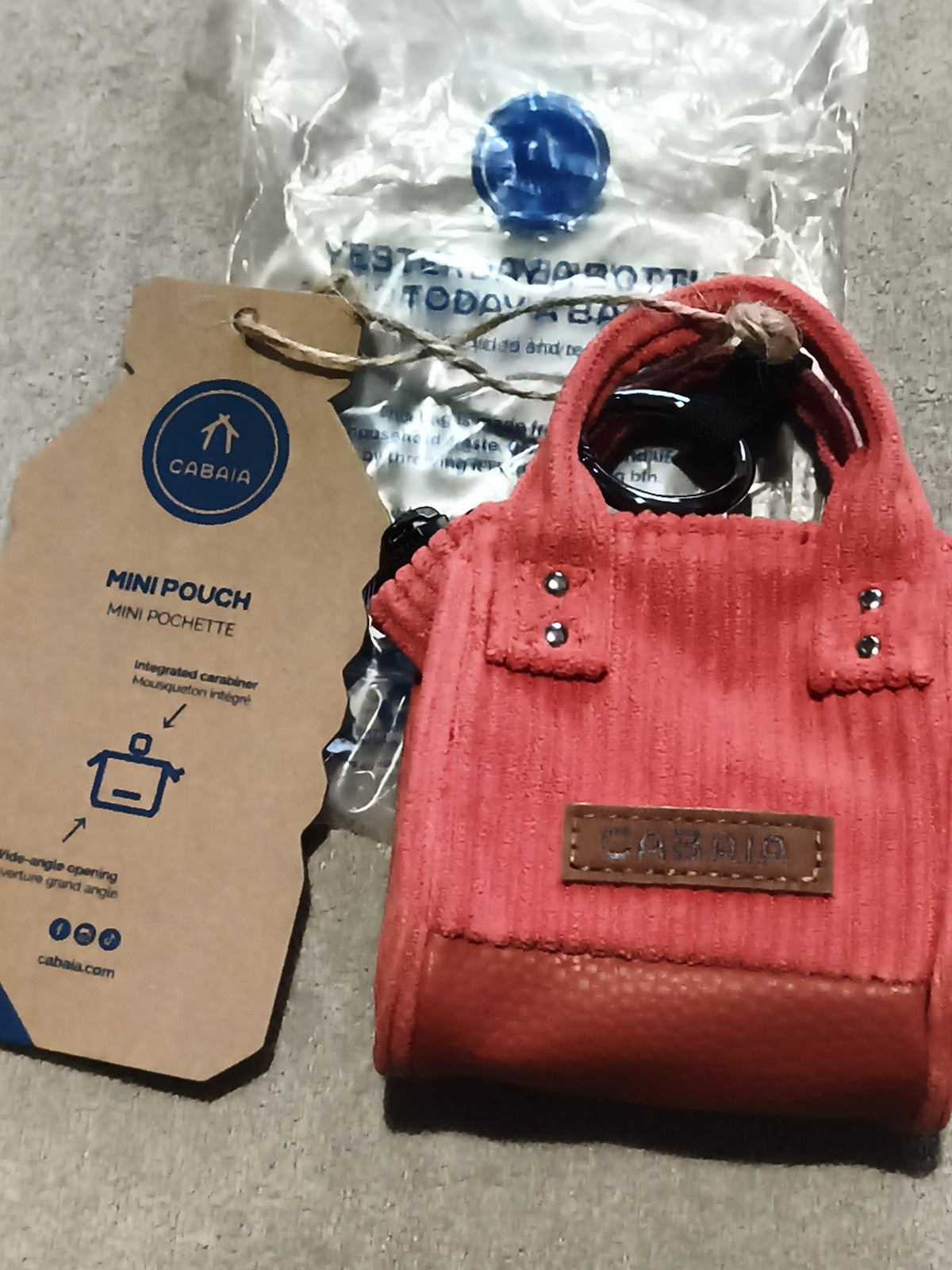 Mini pochette Cabaia corail mousqueton neuf mini pouch accessoire sac