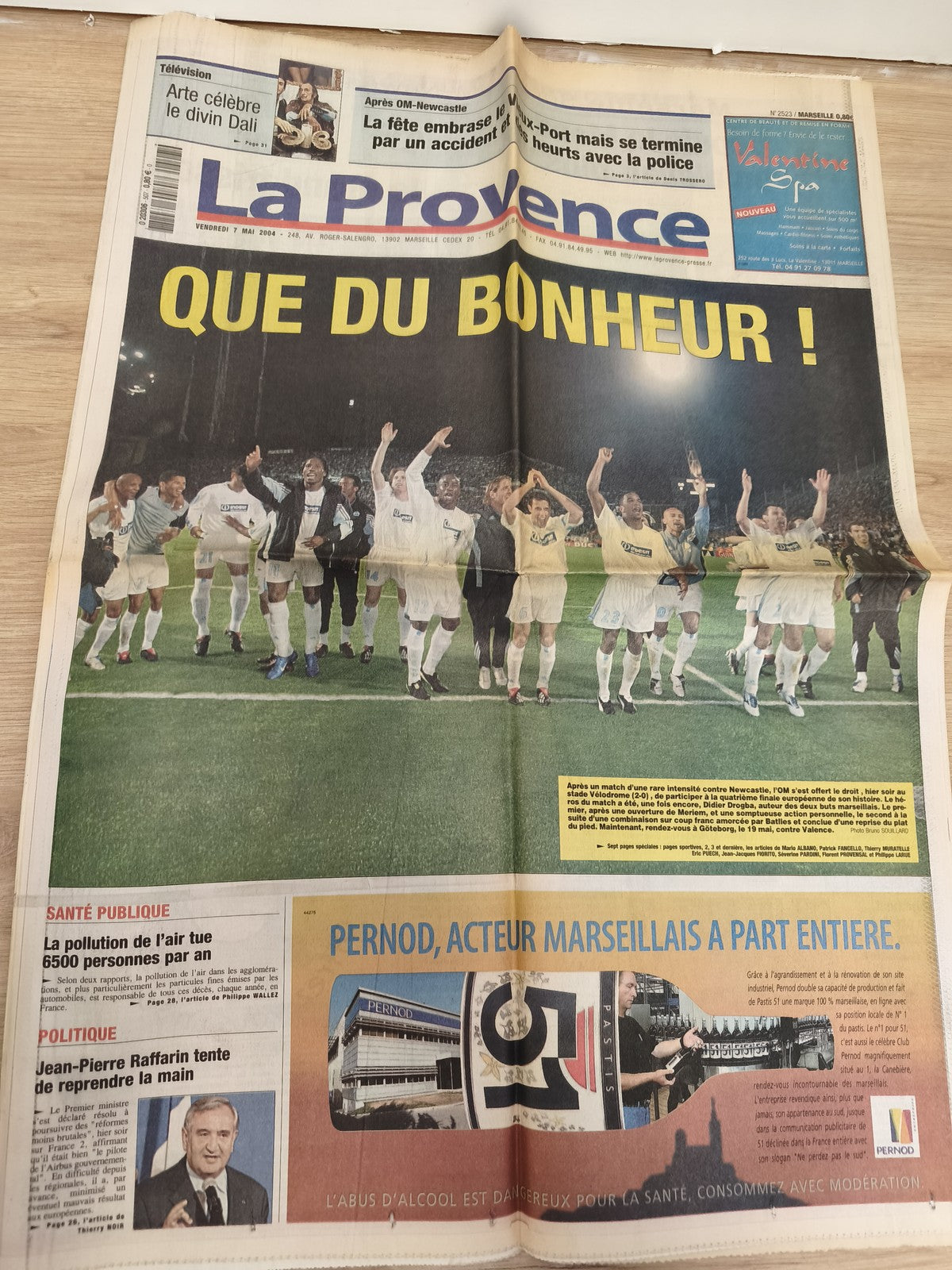 Ancien journal OM La Provence 2004 football Marseille collector vintage