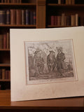 Gravure ancienne France Pittoresque, costumes d’Ille-et-Vilaine, art décoratif