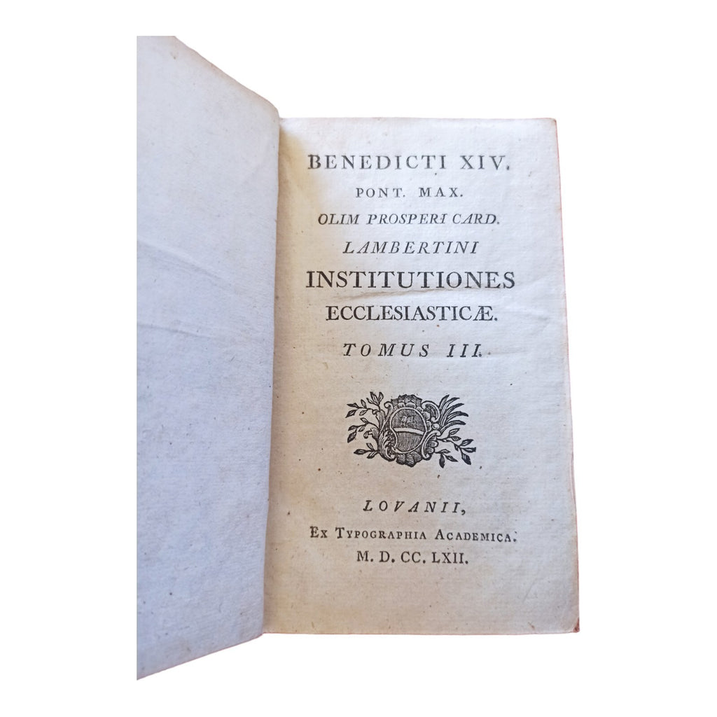 Livre ancien 1762 Institutiones Ecclesiasticae Tome III reliure cuir usée